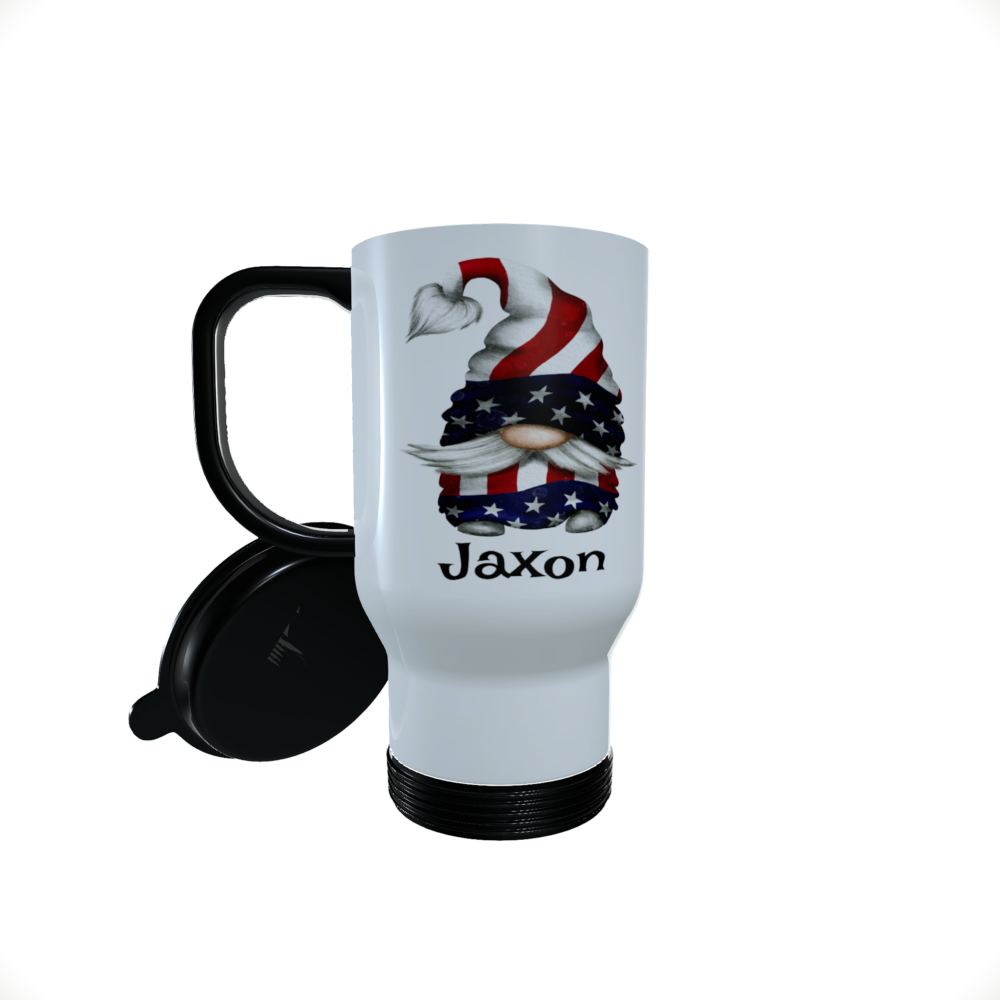 Patriotic Gnome Travel Mug, American Gnome, USA Coffee Mug